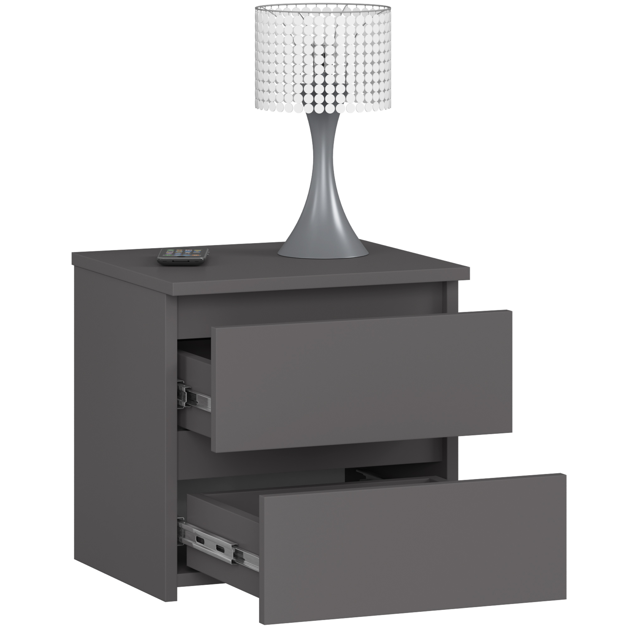 Szafka nocna AKORD CL2 Grafit Szary 40 cm 2 szuflady kolor Grafit Szary mat 40x35x40 cm - AKORD Meble