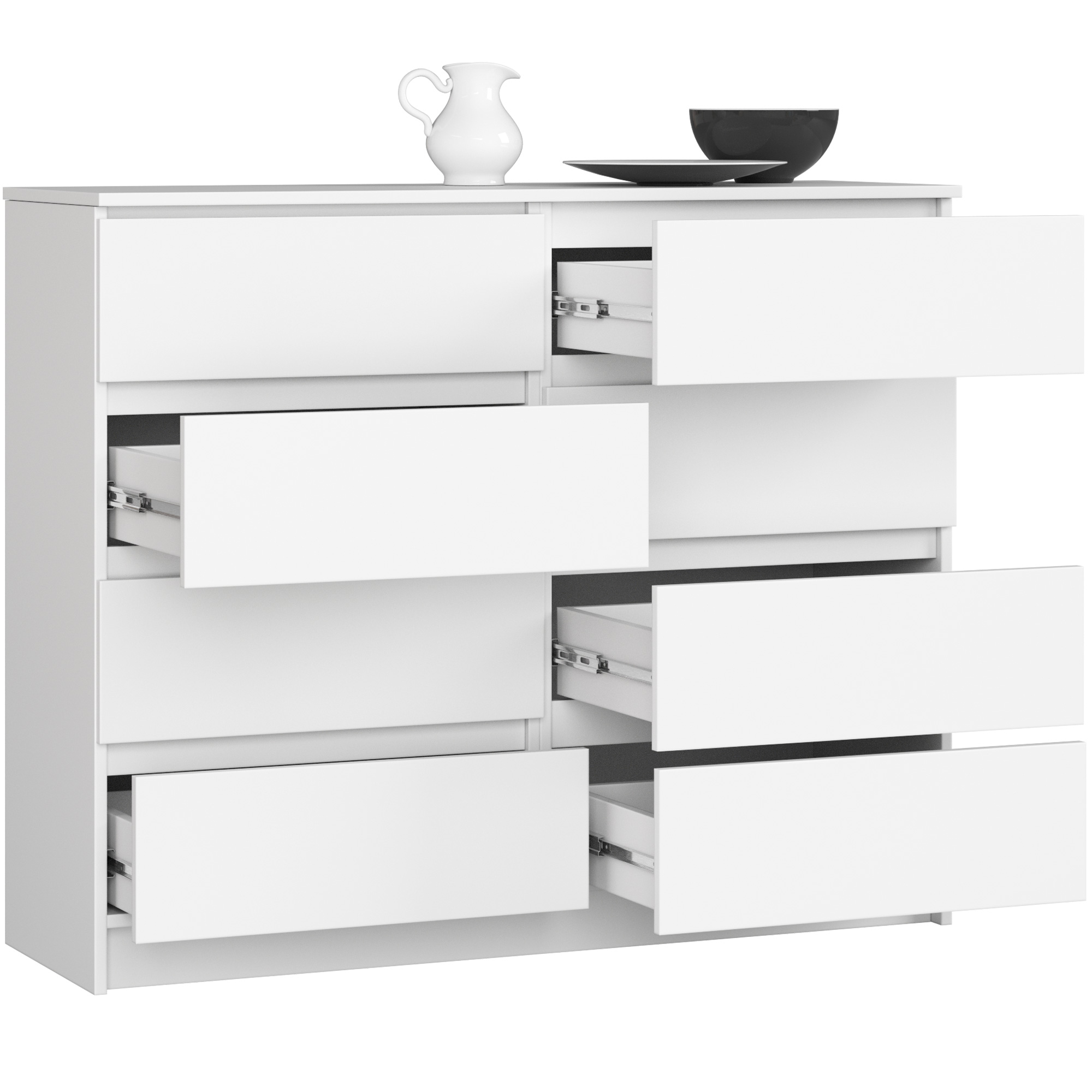 Komoda AKORD K120 Biała 120 cm 8 szuflad kolor Biały mat 120x40x99 cm - Sklep.akord.net.pl - AKORD Meble