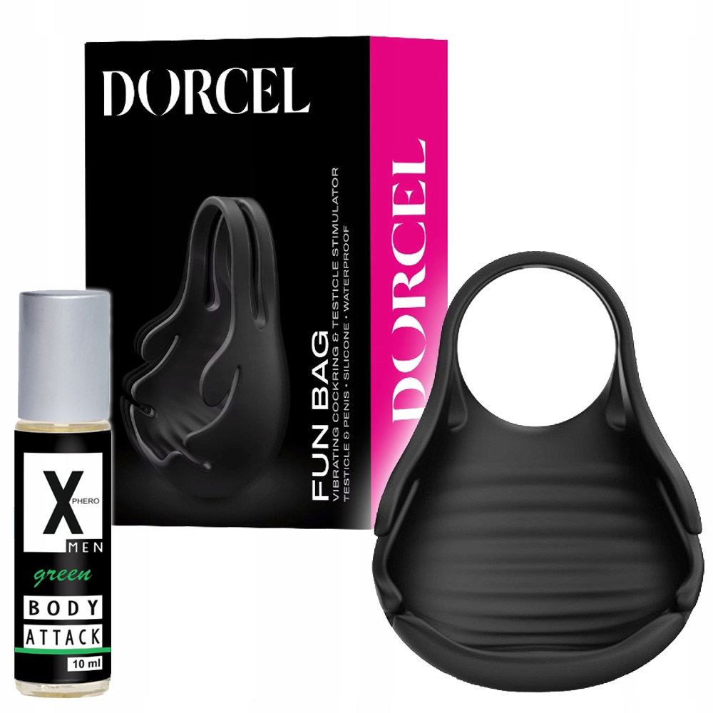 Stymulator penisa i jąder z wibracjami, perfumy.