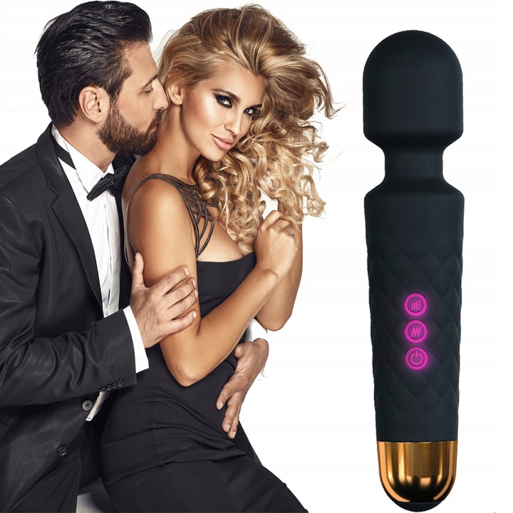 Wibrator silikonowy, wymienne końcówki + perfumy.