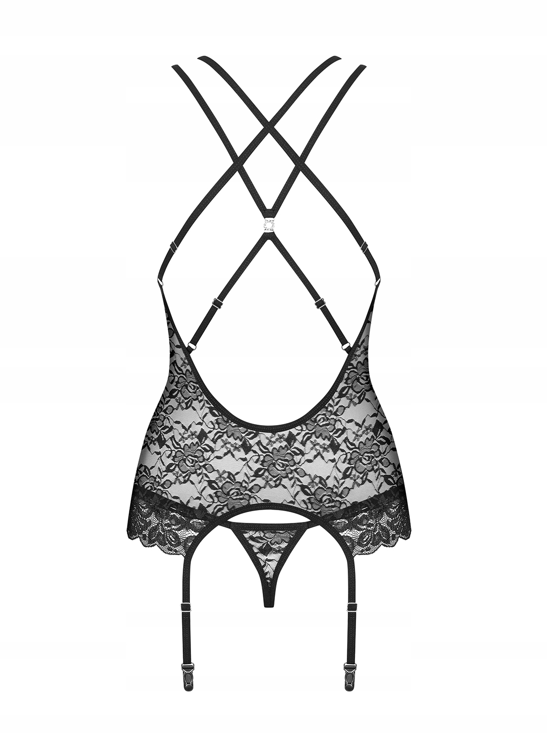 860-COR-1 gorset i stringi czarny. Obsessive