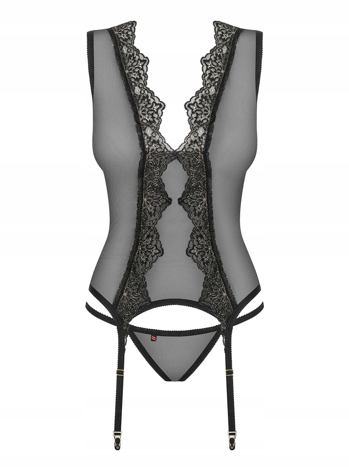 Gorset na wiązanie i stringi Meshlove Obsessive