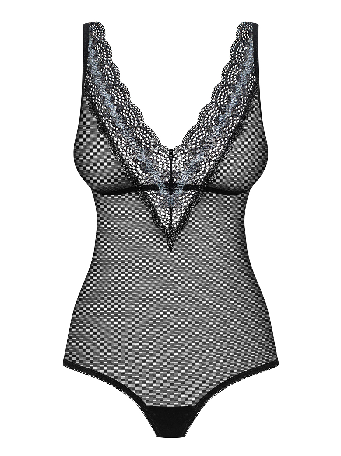 Czarne body 869-TED-1 S/M. Prześwitujące.