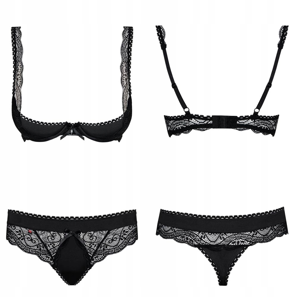 Zmysłowy komplet koronkowy. Stanik + stringi S/M