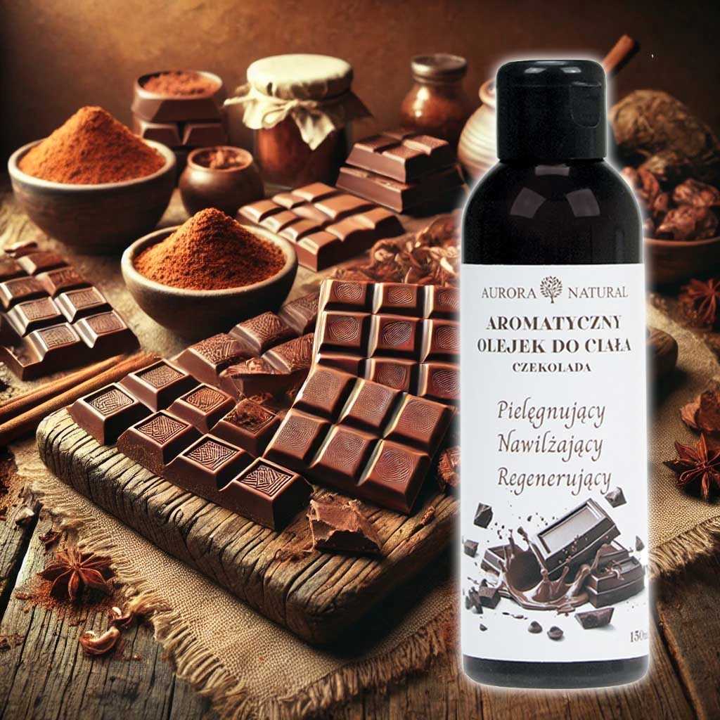 Olejek do skóry zapach czekolady. Olej migdałowy, makadamia, witamina E
