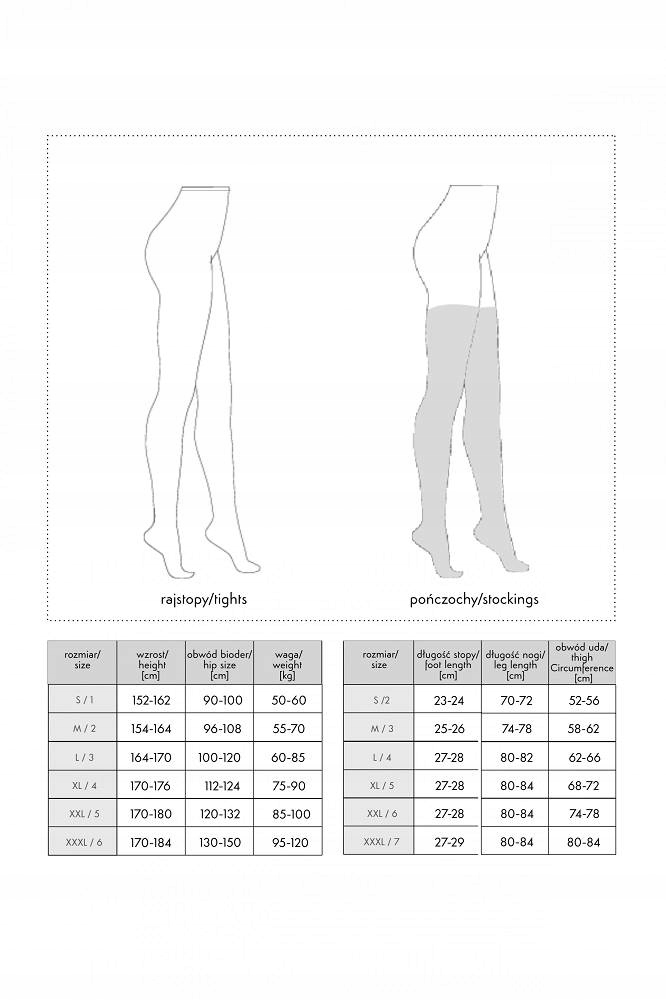 Pończochy czarne, samonośne. Przylegające.