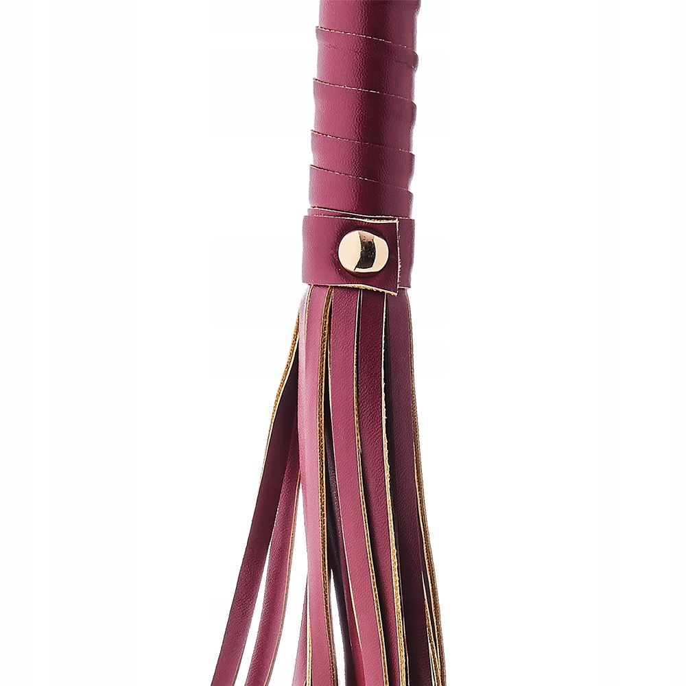 Pejcz do chłosty i batów z ekoskóry, czerwony. Liczne paseczki. BDSM