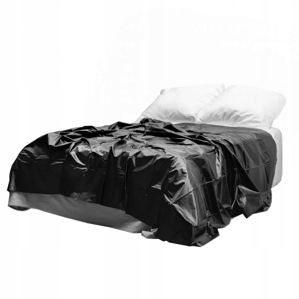 Prześcieradło winylowe, czarne. Czysty seks.