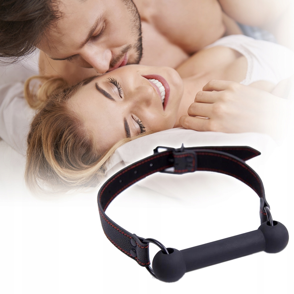 Knebel z silikonową kostką do ust BDSM.