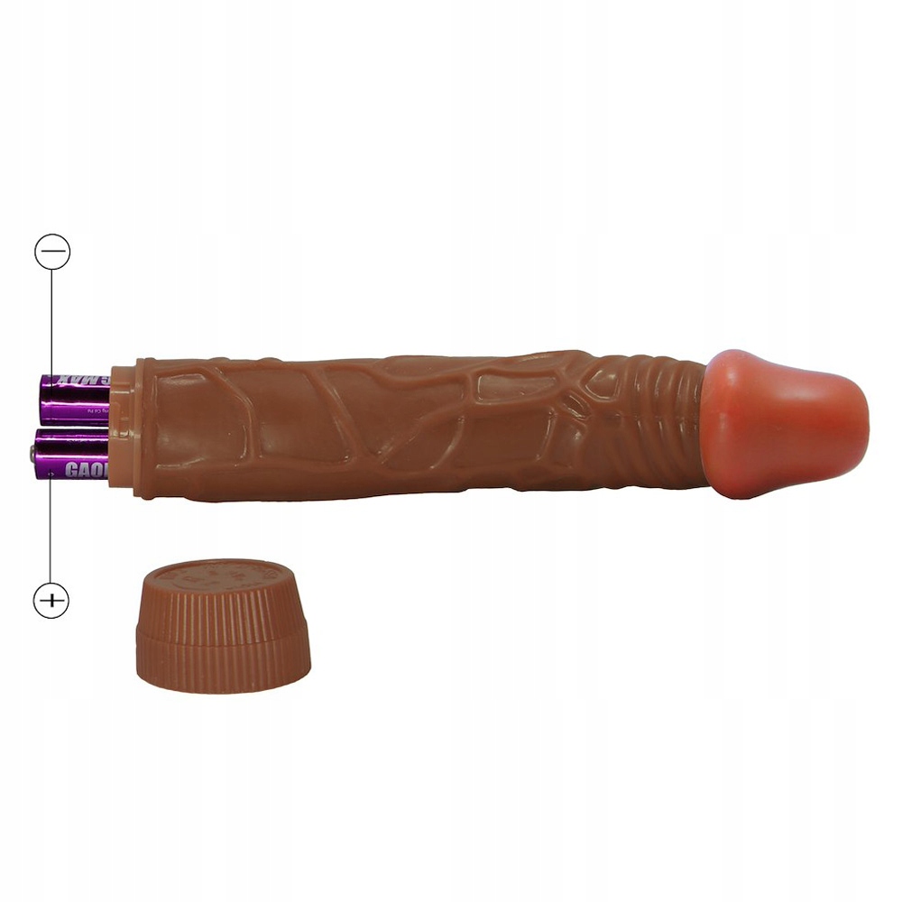 Wibrator, penis realistyczny z żyłami. Do penetracji pochwy. Na baterie