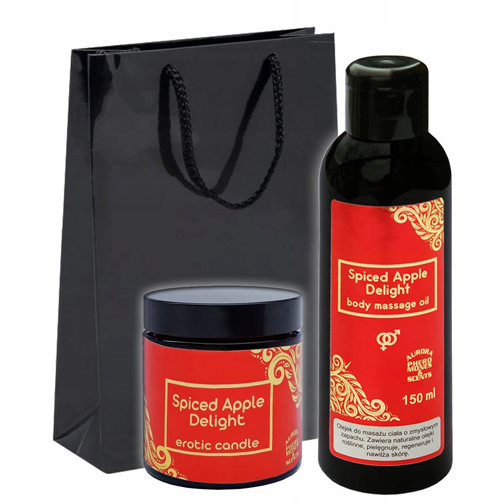 Zestaw na prezent olejek do ciała 150 ml świeca podniecająca 100 g jabłko
