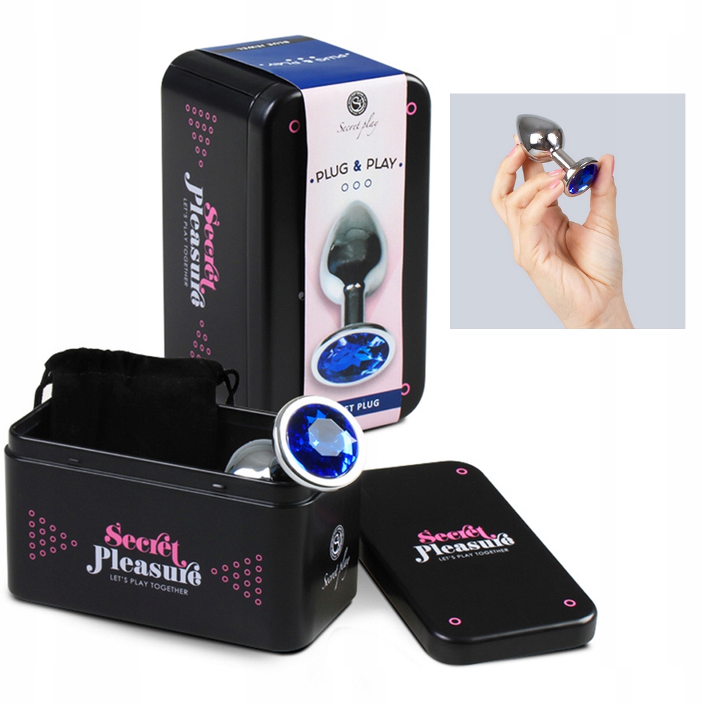 Korek analny metal niebieski kryształ.