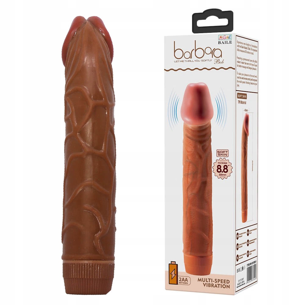 Wibrator, penis realistyczny z żyłami. Do penetracji pochwy. Na baterie