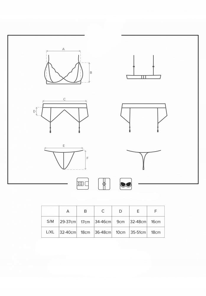 Komplet bielizny 3 częściowy Obsessive r. S/M