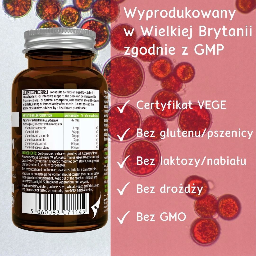 ASTAKSANTYNA AstaLif 42mg Ekstrakt z MIKROALG kompleks z LUTEINĄ Igennus