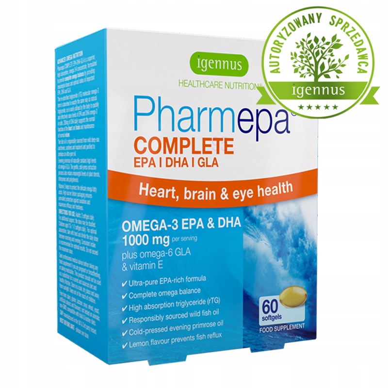 1000 mg EPA i DHA omega 3 6 9 z sardeli GLA Pharmepa COMPLETE Igennus