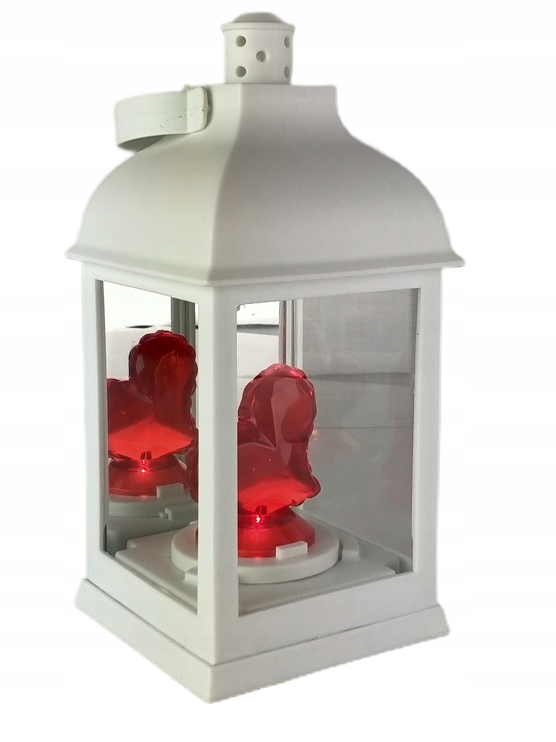 LATARENKA LED LAMPION ZNICZ SERCE NA BATERIE DEKORACYJNA BIAŁA WKŁAD KOLORY