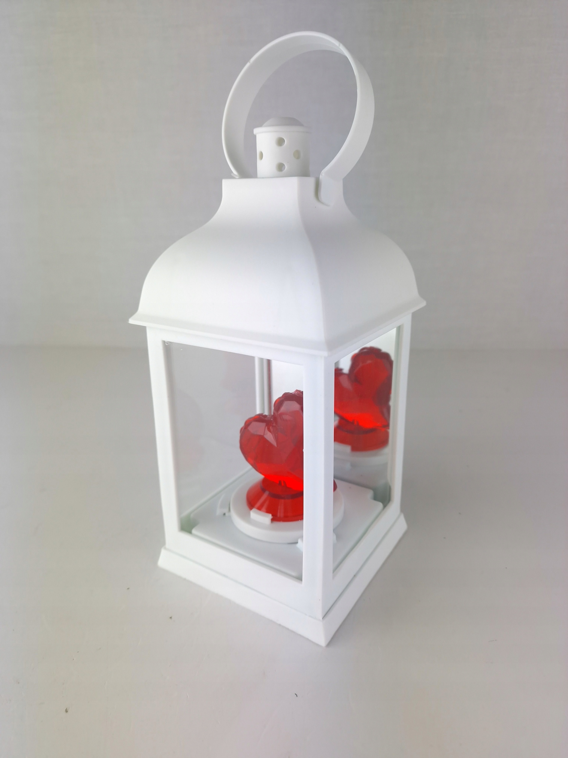 LATARENKA LED LAMPION ZNICZ SERCE NA BATERIE DEKORACYJNA BIAŁA WKŁAD KOLORY