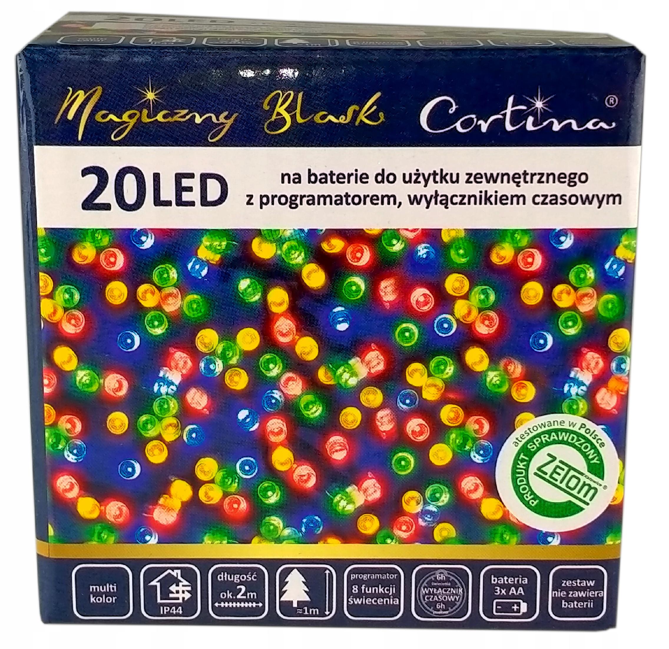 LAMPKI CHOINKOWE NA BATERIE 20 LED FUNKCJE TIMER 2 M CHOINKĘ CHOINKA