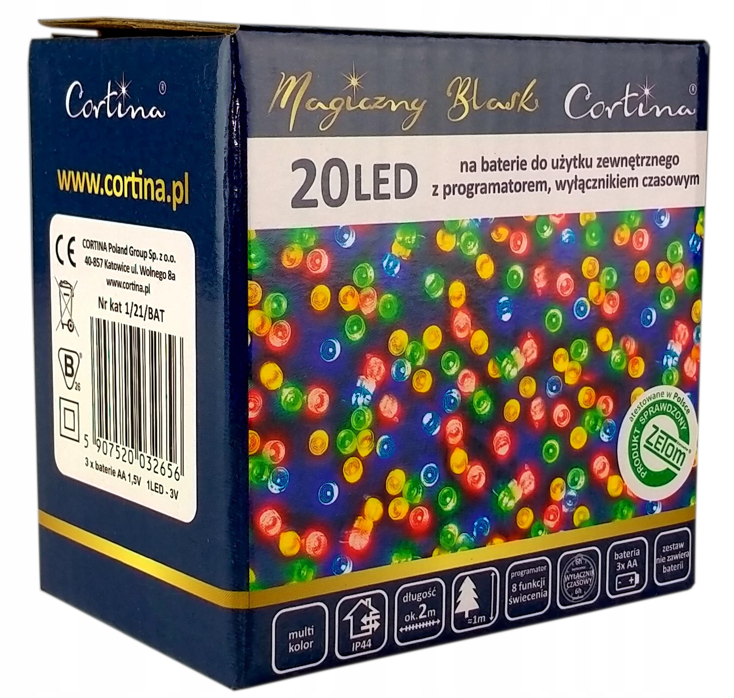 LAMPKI CHOINKOWE NA BATERIE 20 LED FUNKCJE TIMER 2 M CHOINKĘ CHOINKA