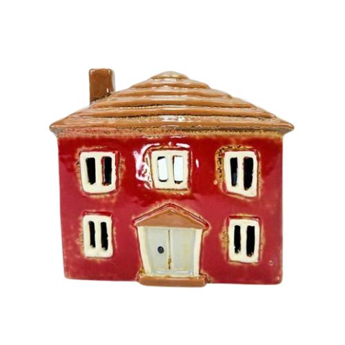 Domek ceramiczny na tealight czerwony