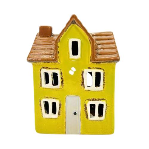 --- - Domek ceramiczny na tealight limonkowy