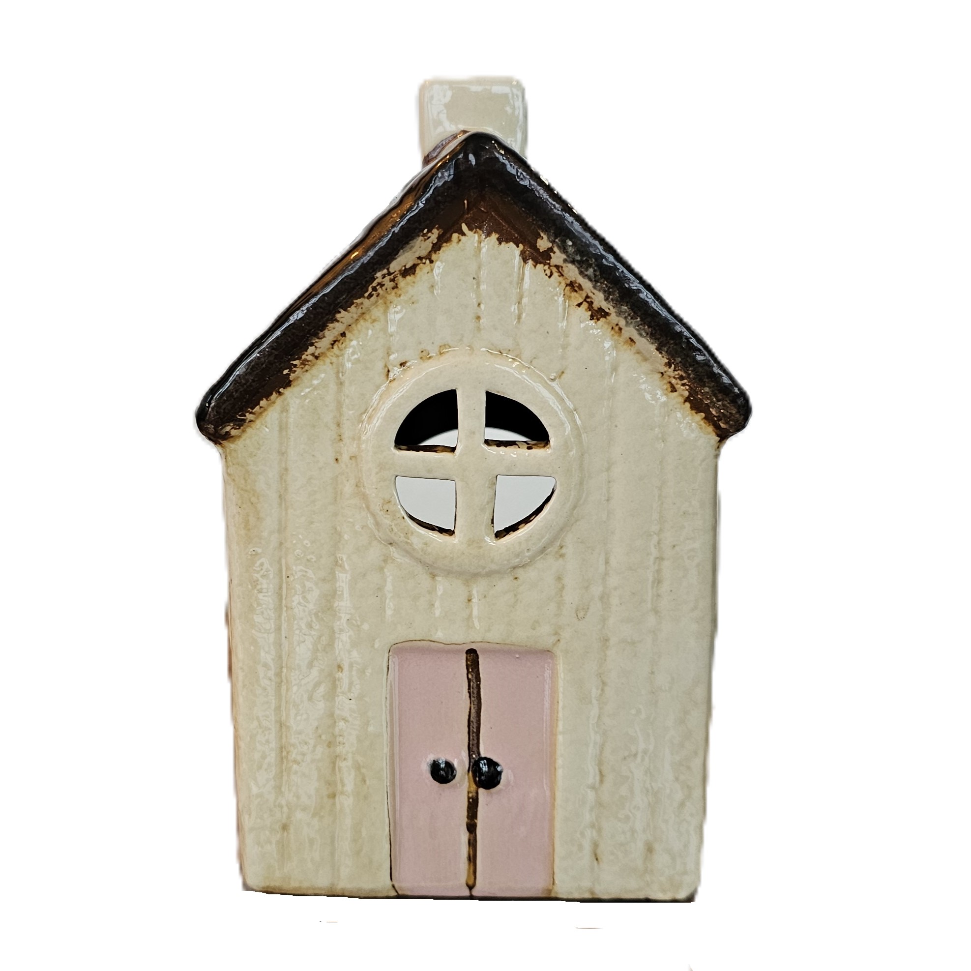 Domek ceramiczny na tealight szara szopa