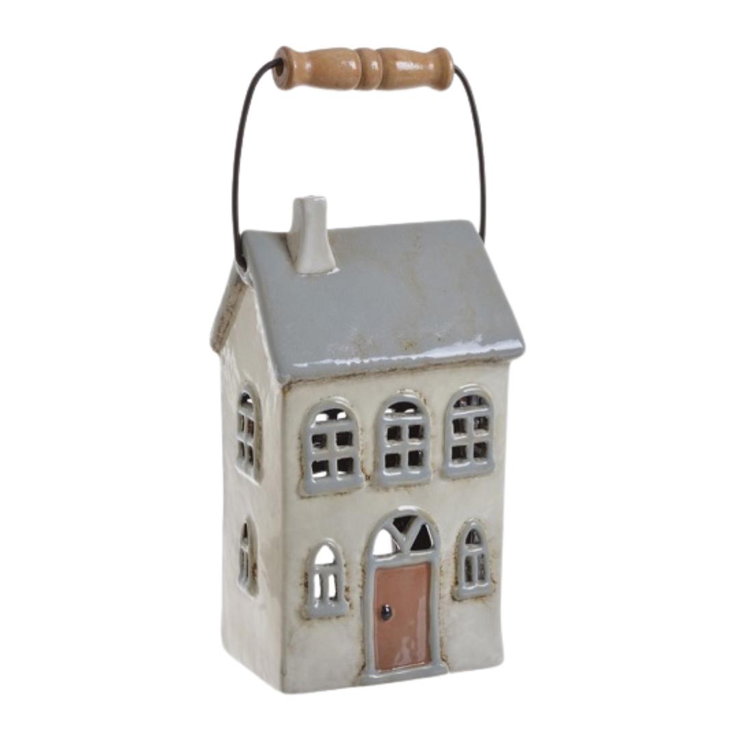 Domek ceramiczny z rączką na tealighty