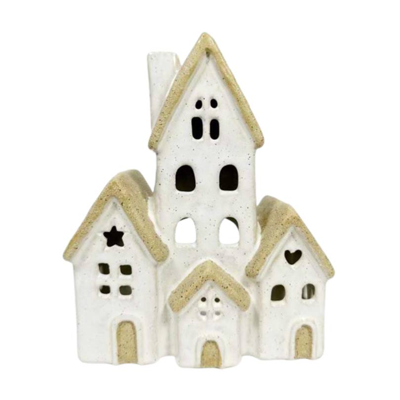 Domek ceramiczny na tealight zamek z serduszkiem