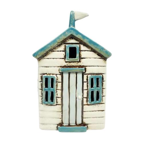 Domek ceramiczny na tealight nadmorska chatka niebieski