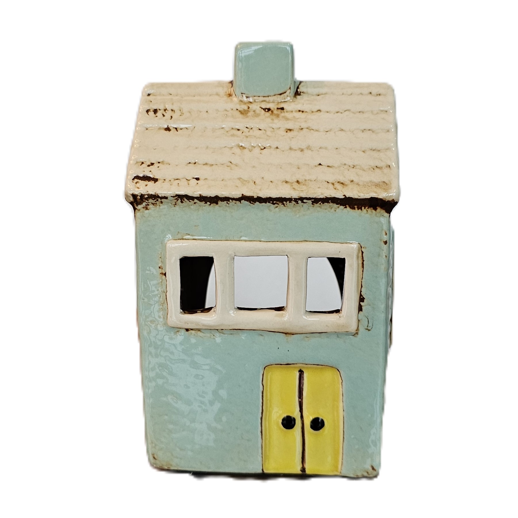 Domek ceramiczny niebieska szopa na tealight