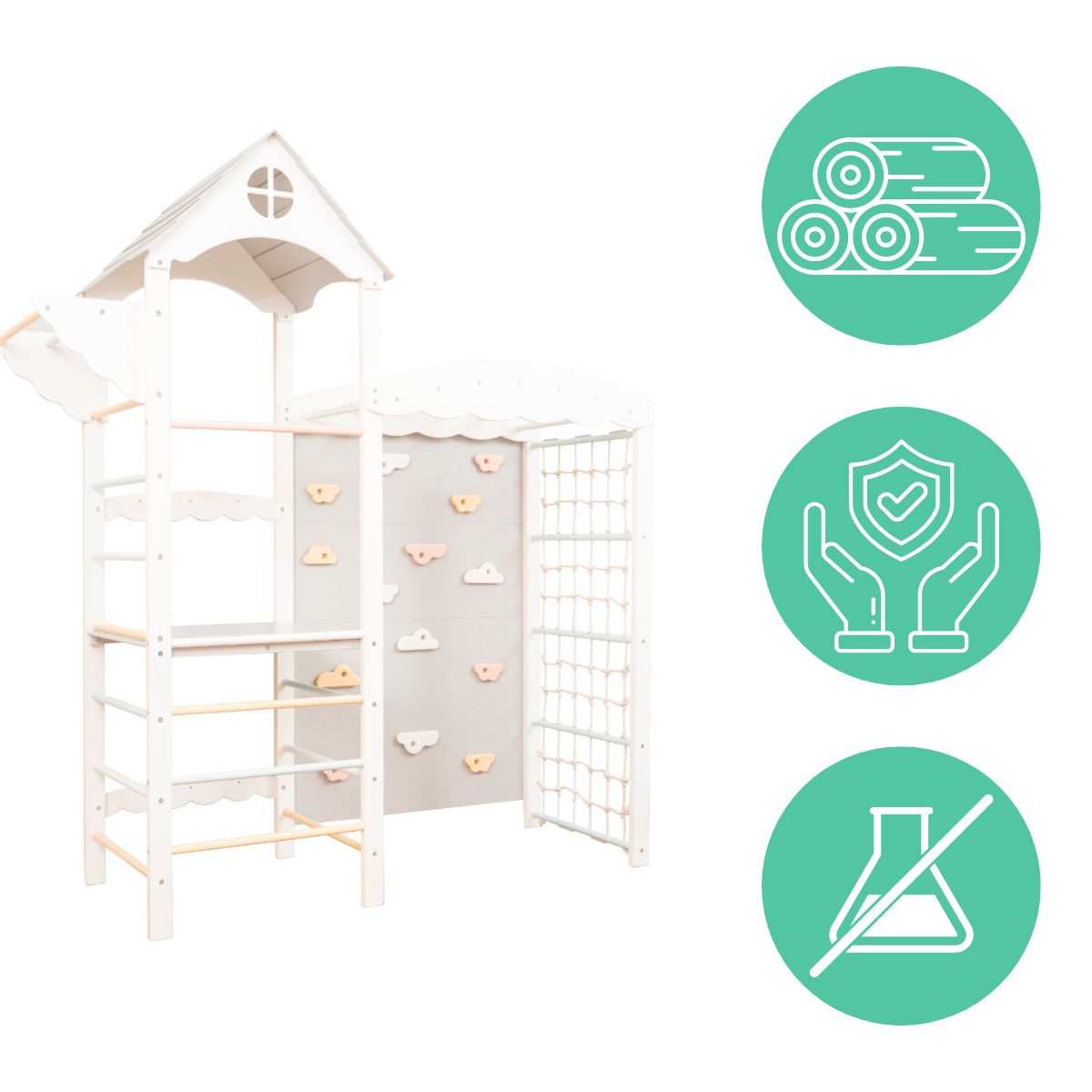 domowy plac zabaw Castle - biały-pastel