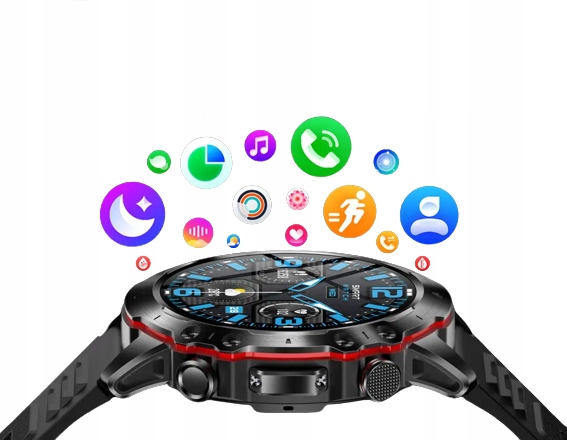 Smartwatch sportowy ciśnienie tętno rozmowy menu PL aplikacja Android