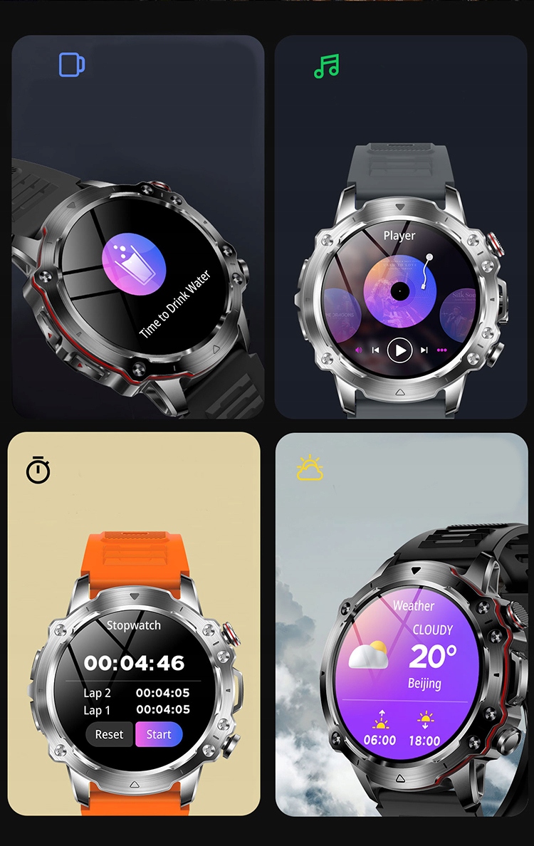 Smartwatch sportowy ciśnienie tętno rozmowy menu PL aplikacja Android