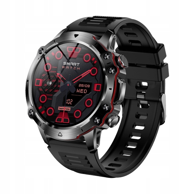 Smartwatch sportowy ciśnienie tętno rozmowy menu PL aplikacja Android