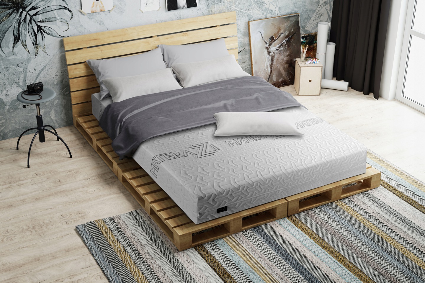 Materac twardy 100x200 CARBON MAX 2x KOKOS Pocket 7 stref