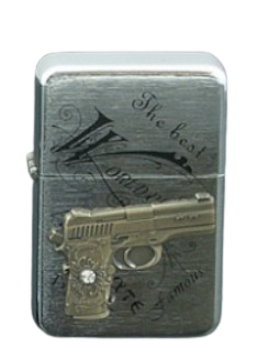 Zapalniczka Benzynowa z Krótkim Pistoletem z Wzorem na Rękojeści
