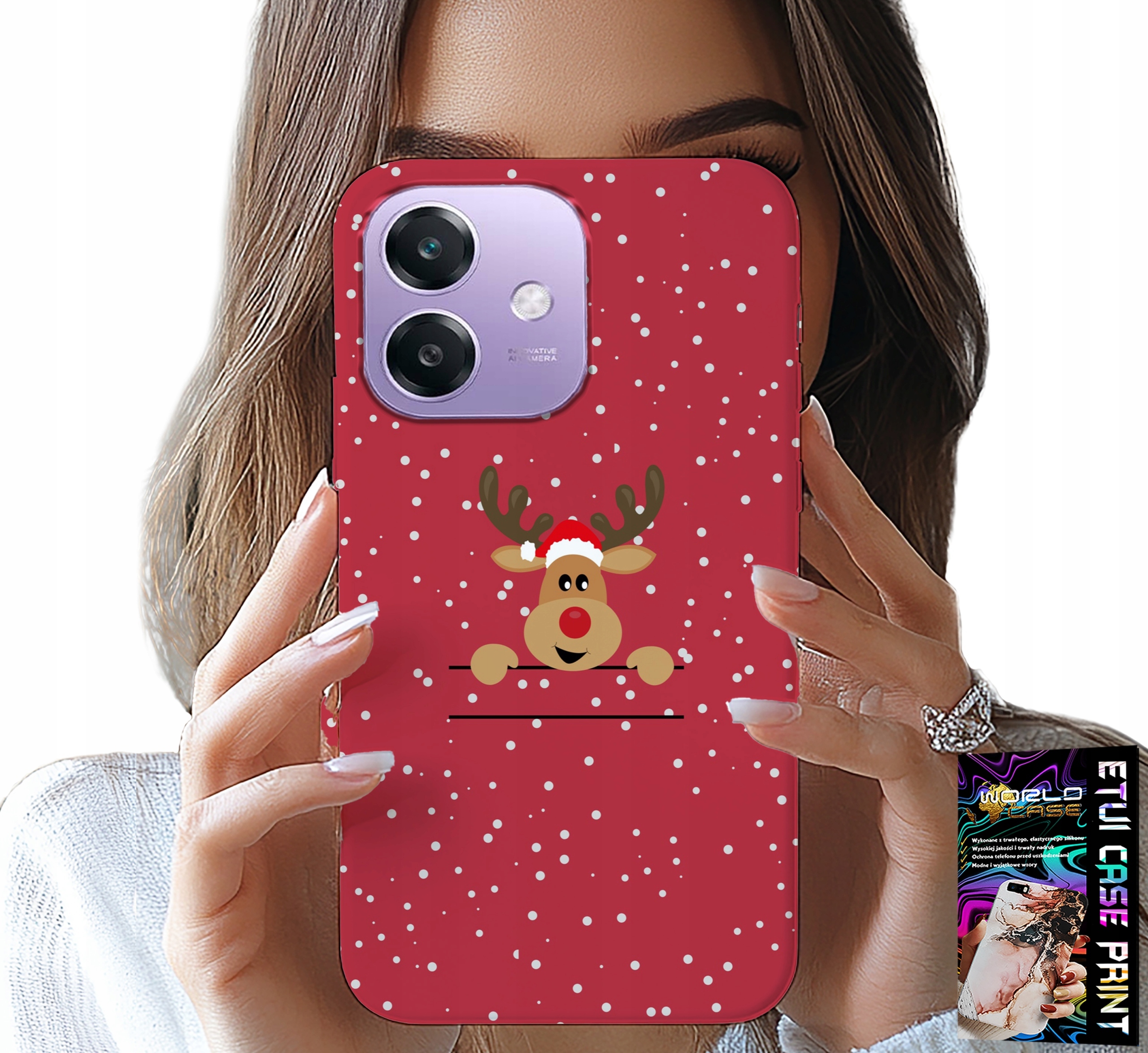 ETUI DO OPPO A40 / A40M - ŚWIĄTECZNY RENIFER MIKOŁAJ ŚWIĘTA +SZKŁO