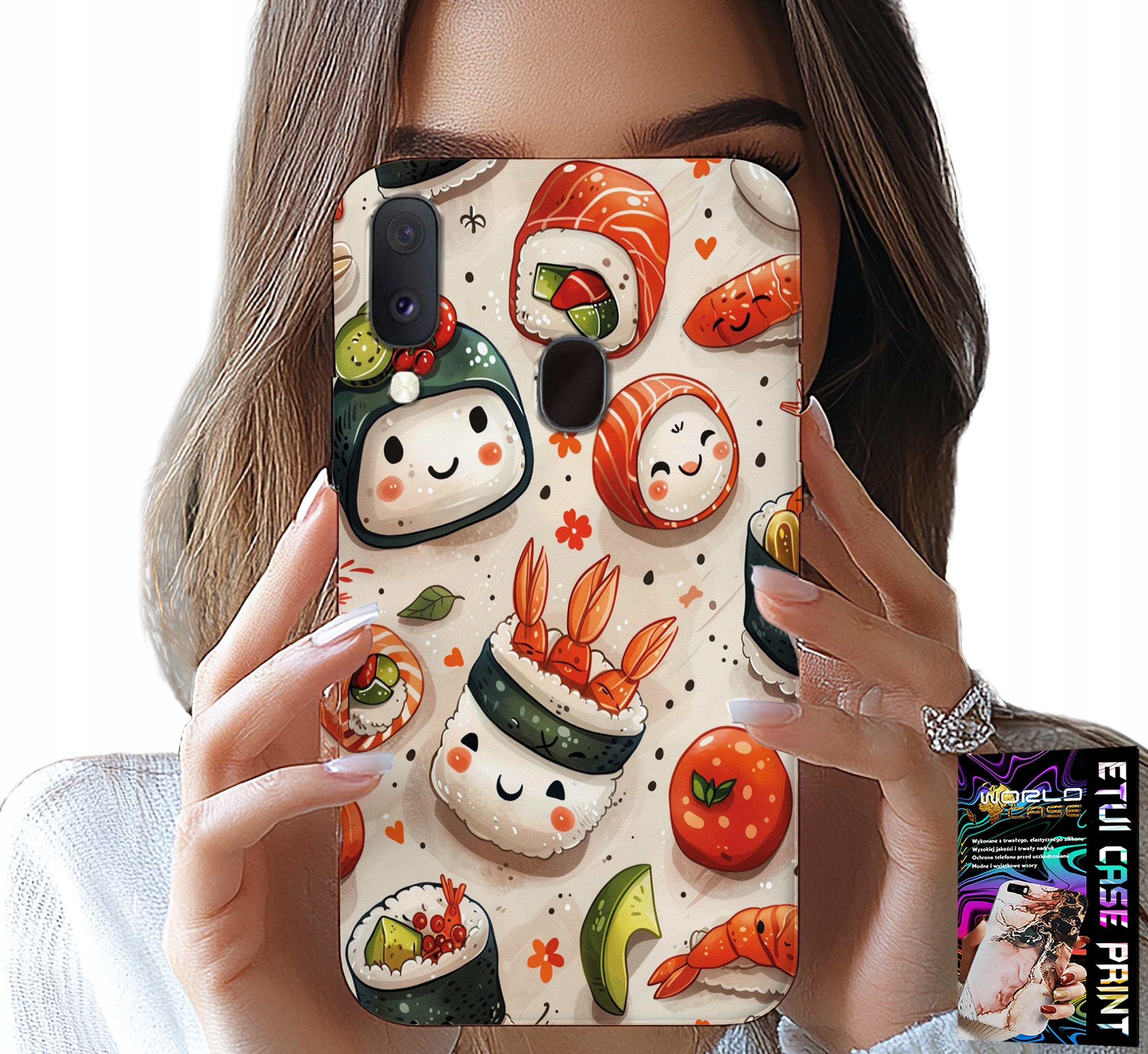 ETUI DO SAMSUNG GALAXY A40 - SŁODKIE UŚMIECHNIĘTE SUSHI OBUDOWA CASE