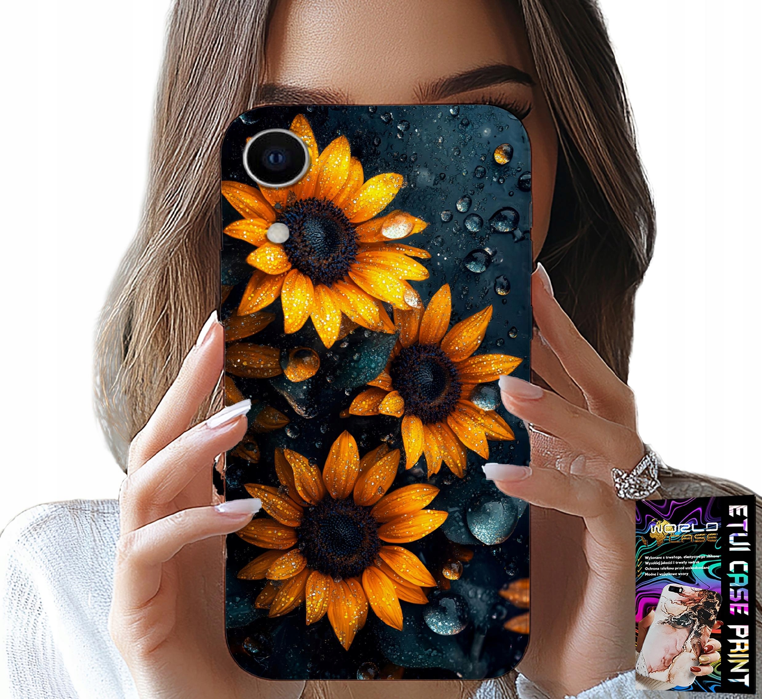 ETUI DO IPHONE XR - SŁONECZNIKI, SŁONECZNIK, KWIECISTE WZORY