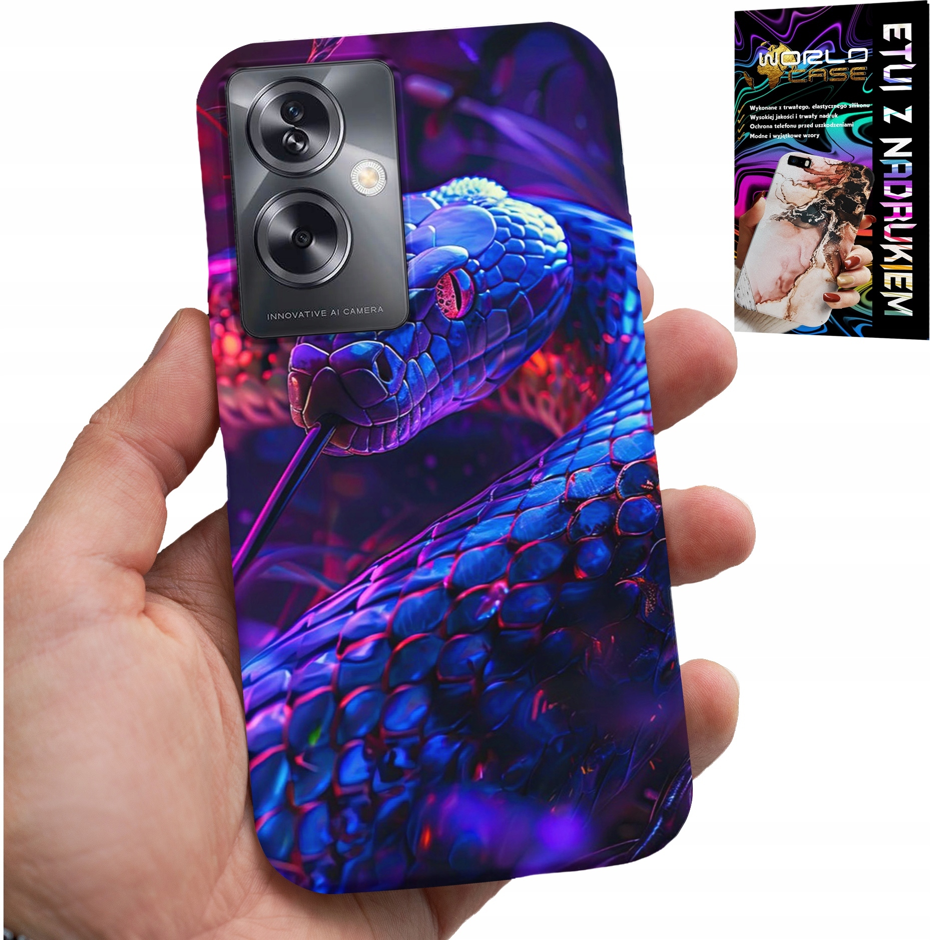 ETUI DO OPPO A79 5G - WĄŻ KOBRA GRZECHOTNIK GADY CASE + FOLIA