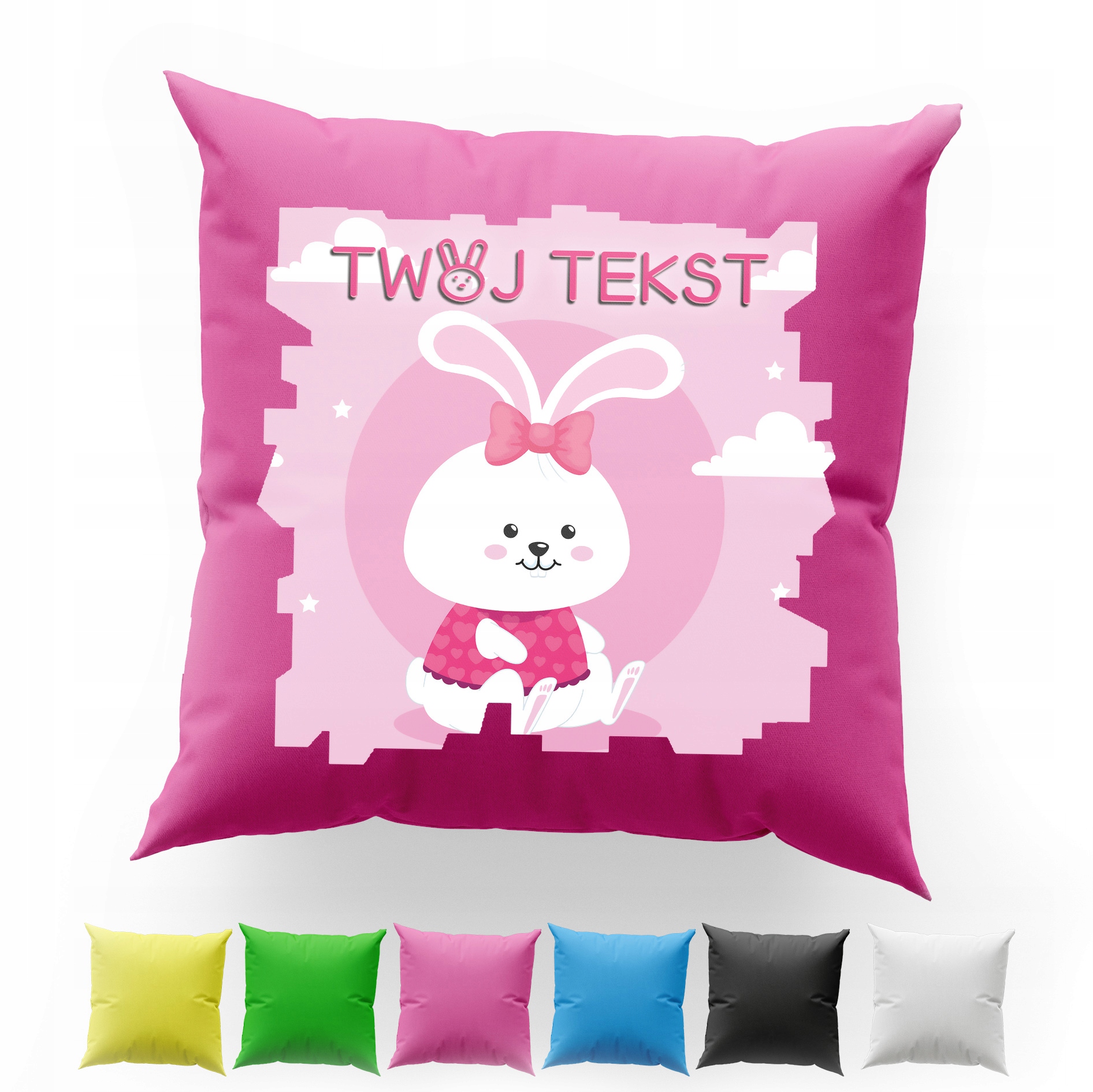 POSZEWKA Z NADRUKIEM BAWEŁNIANA 40x40CM - KRÓLIK BUNNY GRYZOŃ ZWIERZĘTA