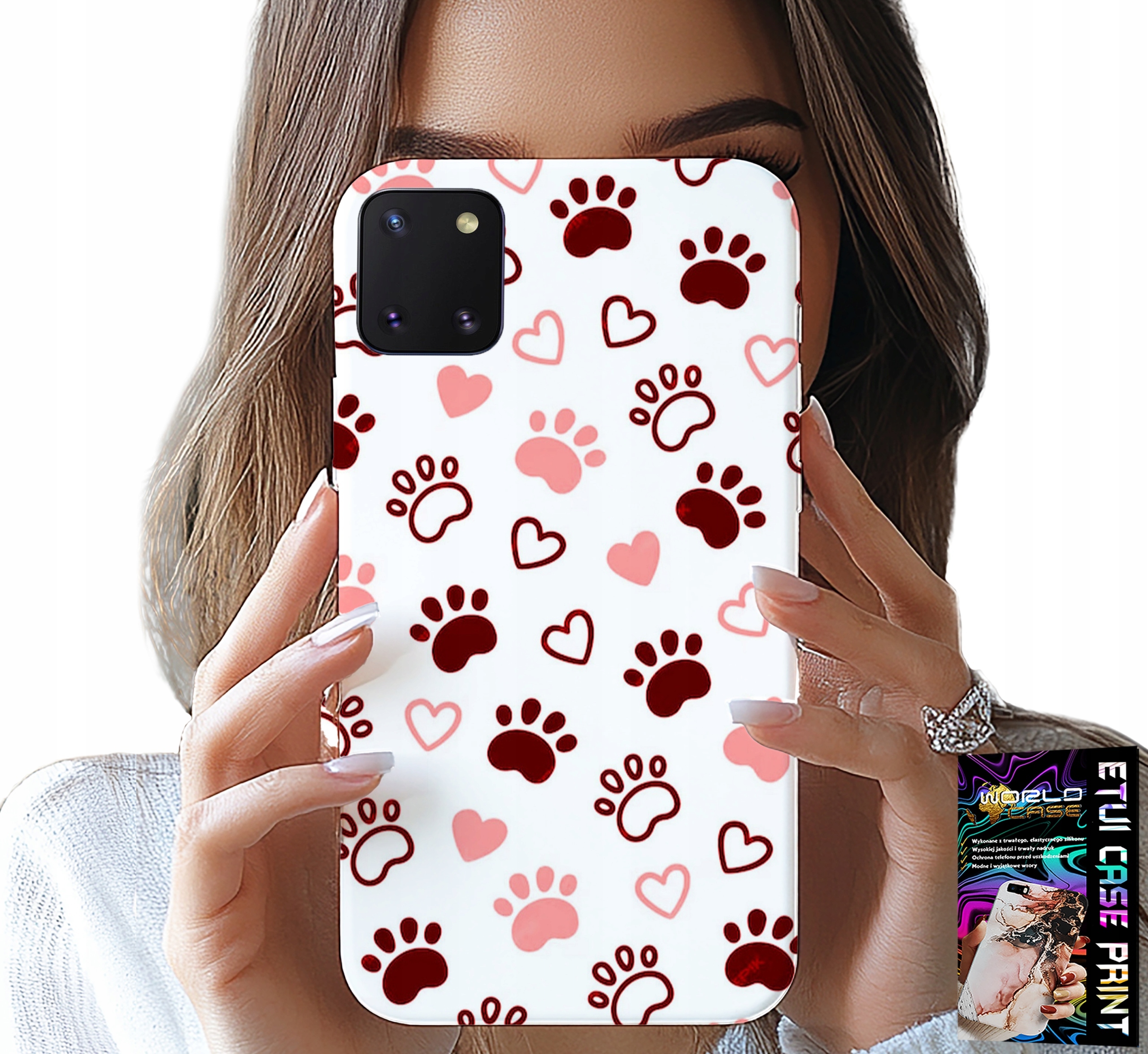 ETUI DO SAMSUNG GALAXY A81 - PSIE ŁAPKI NA BIAŁYM TLE, PIES, KOT, MIŚ