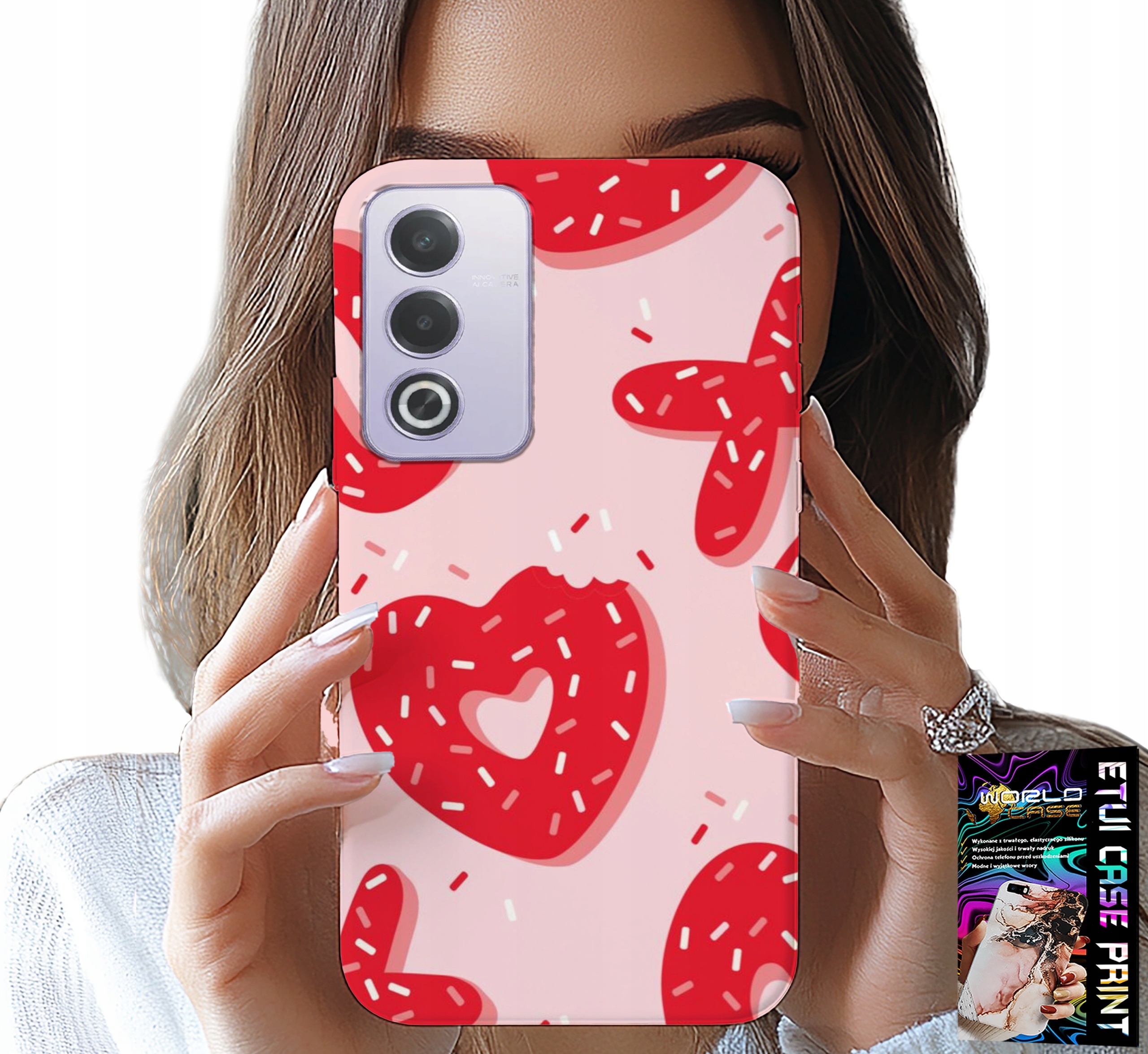 ETUI DO OPPO A80 5G - KOBIECE, MODNE WZORY XOXO SERCE + FOLIA