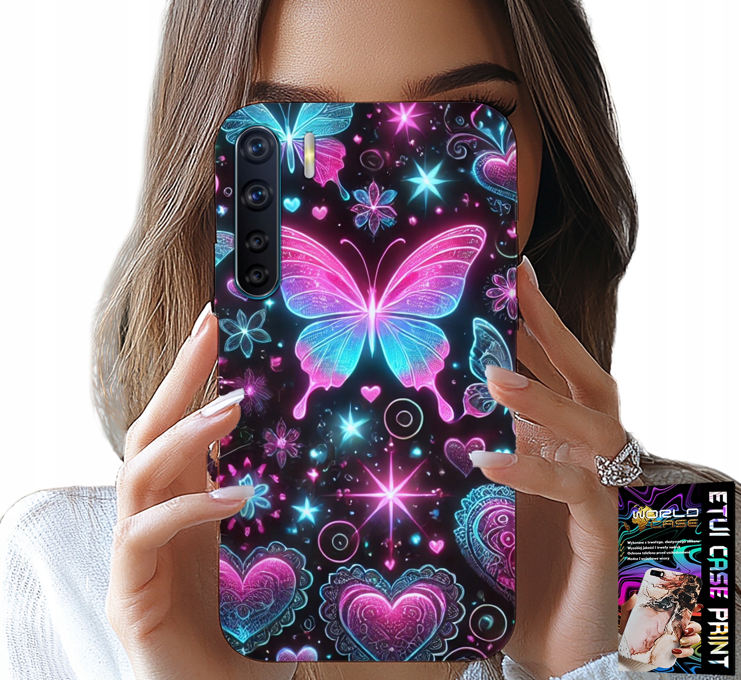 ETUI DO OPPO A91 - KOLOROWY MOTYLEK SERCE MODNE WZORY CASE