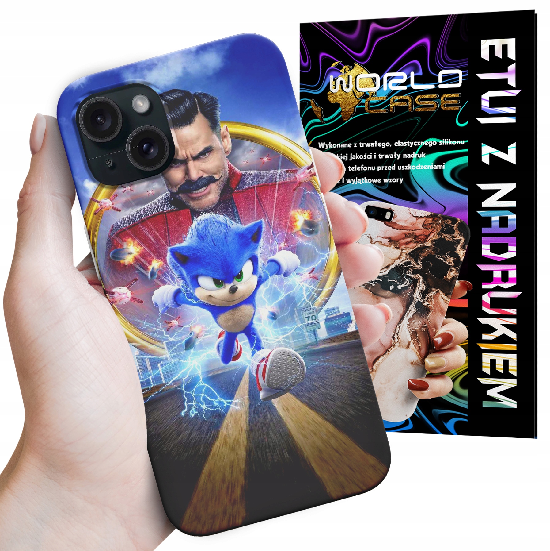 ETUI CASE DO IPHONE 14 - SONIC SONIK WZORY Z BAJEK MARIO PLECKI