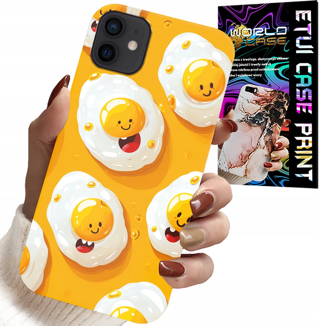 ETUI DO IPHONE 12 MINI - SŁODKIE UŚMIECHNIĘTE JAJKA CASE + FOLIA