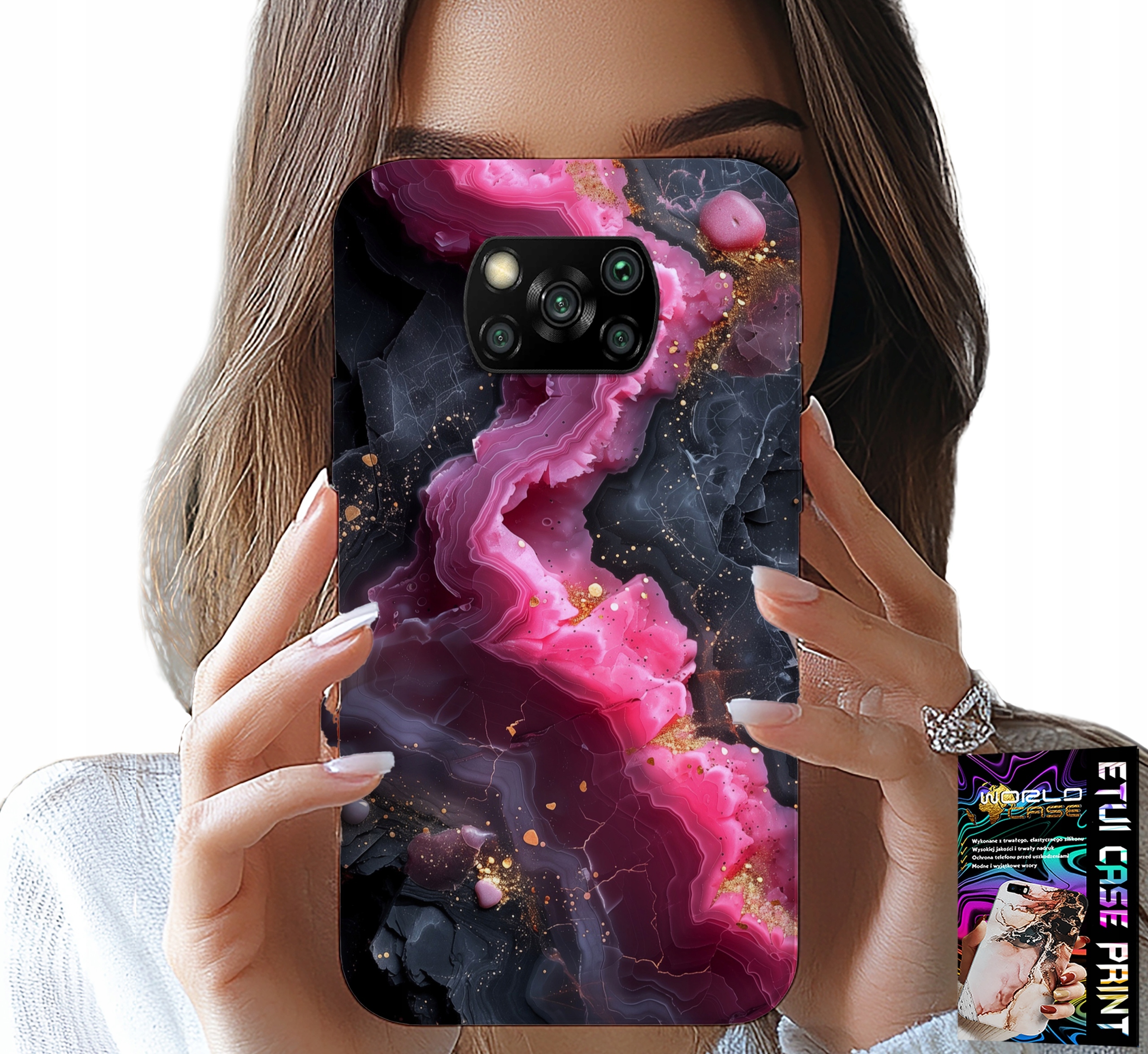 ETUI DO XIAOMI POCO X3 - RÓŻOWY MARMUREK PLECKI, MODNE WZORY