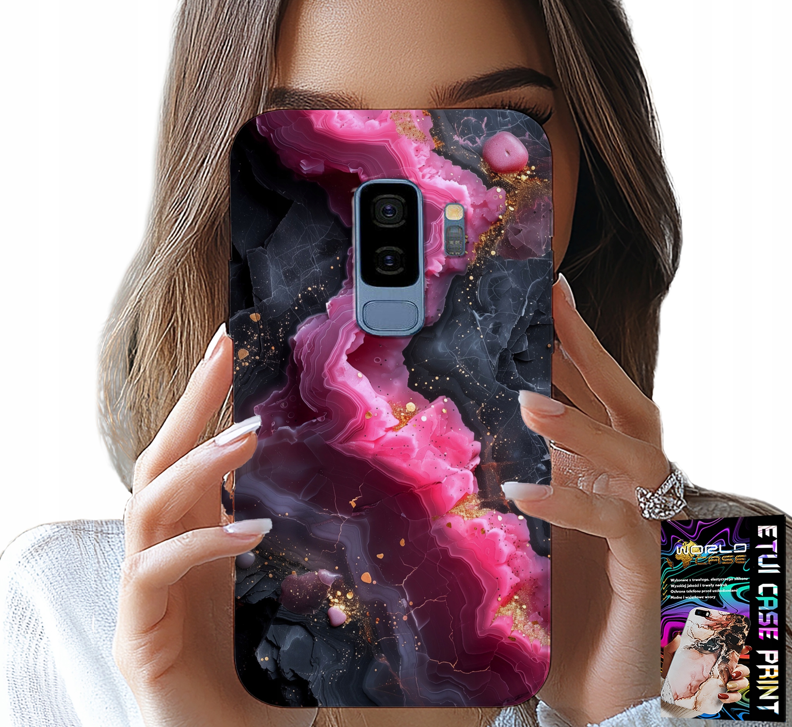 ETUI DO SAMSUNG GALAXY S9 PLUS - RÓŻOWY MARMUREK PLECKI, MODNE WZORY