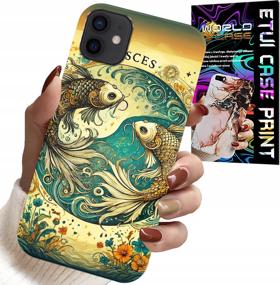 ETUI DO IPHONE 13 MINI - ZNAK ZODIAKU, RYBA ASTRONOMIA + FOLIA